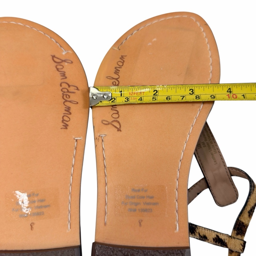 Sam Edelman Gigi Thong Flat Sandals in Leopard Brahma Hair Leather Size 8M - Picture 15 of 16